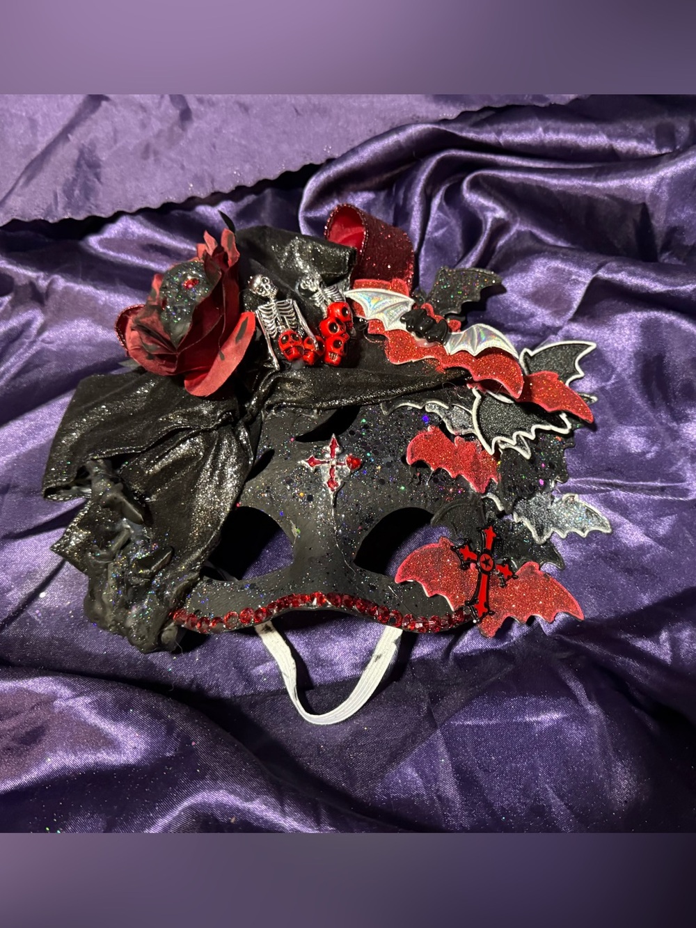 Black and Red Bat Masquerade Mask